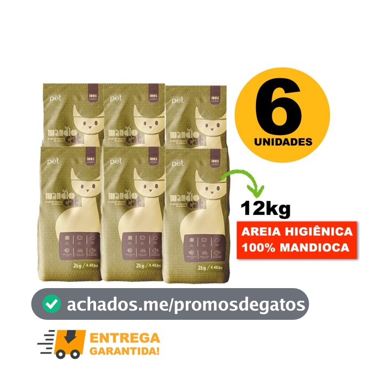 Areia de Gato MandioCat Biodegradável higiênica natural 100% Mandioca-Envio Rápido