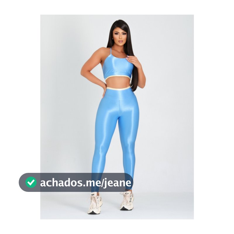 Conjunto Feminino Canelado Fitness Poliamida Calça Legging e Top De Academia