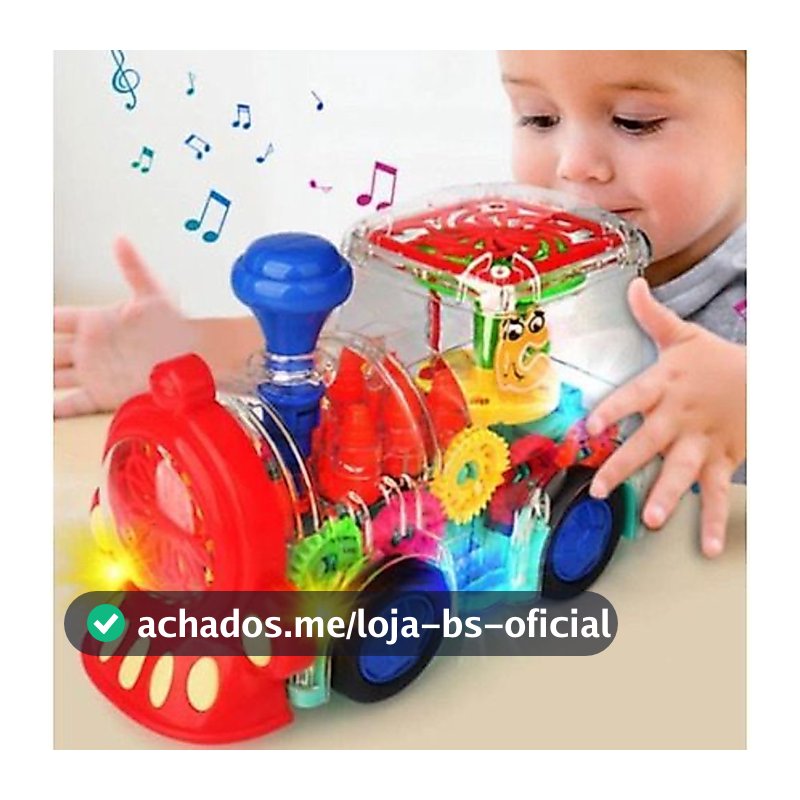 Brinquedo Trenzinho Transparente Anda Com Son E Luz Educativo Didático Criança Infantil Trem Bebe Plástico