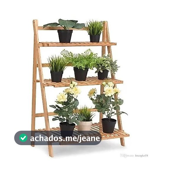 Estante De Madeira Pinus Organizadora Tripla Para Flores