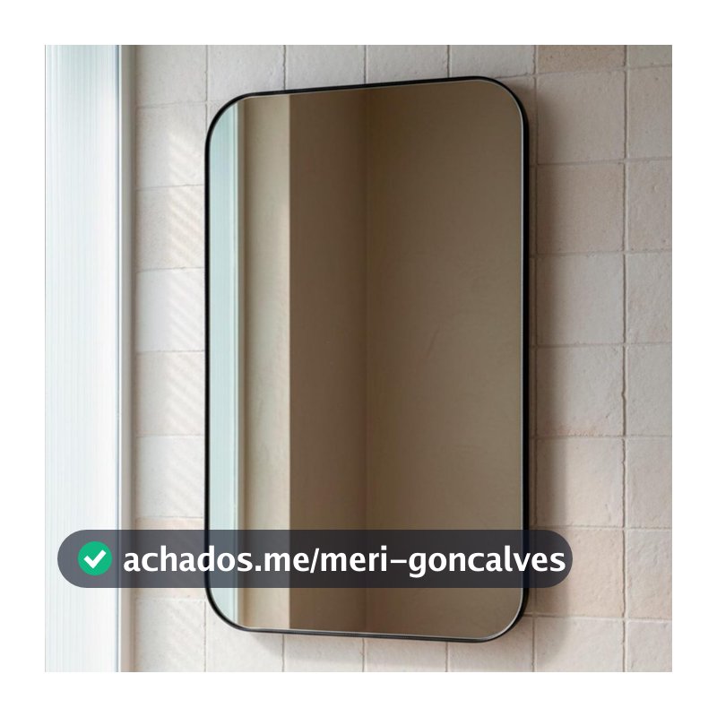 Espelho 110x50cm Tradicional Quadrado Retangular para Banheiro Maquiagem Sala Moldura em Couro