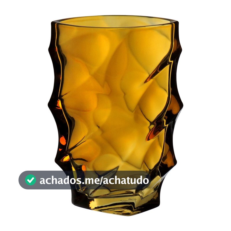 Vaso Decorativo Enfeite Planta Ondas Vidro 19x12x12cm Âmbar Flores Suculenta Sala Jardim Casa