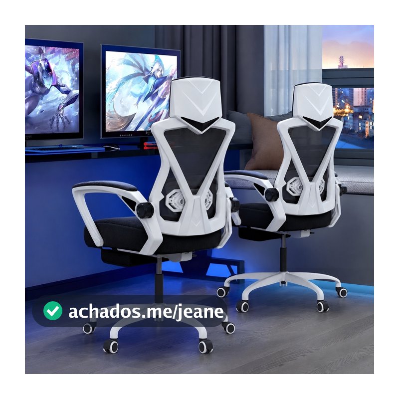 Cadeira Gamer Ergonômica Reclinável com Apoio Lombar e Braço Ajustável | Tela Mesh Respirável para Escritório e Jogos