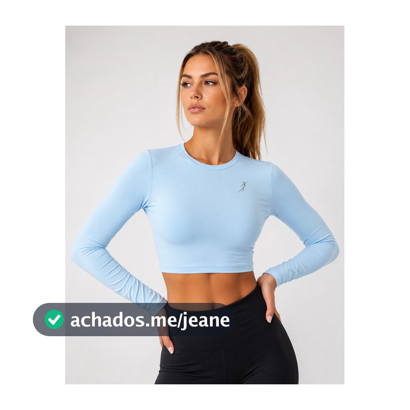 Blusinha Manga Longa Poliamida de Compressão Baby Tee Blusa UV Antiodor Slim Fit Justinha Premium