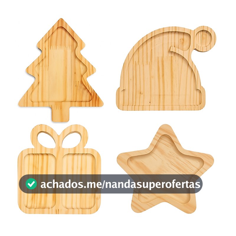Kit Tábua Petisqueira Natal Para Decoração de Mesa Posta Natalina Pinheiro Estrela Gorro