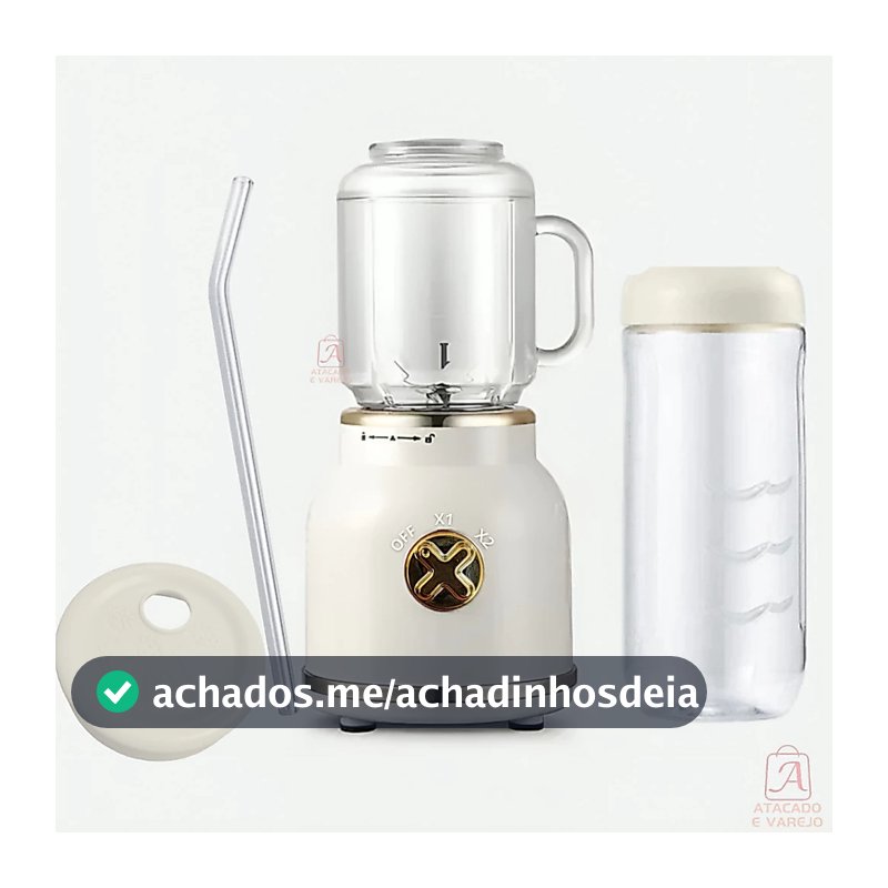 Mini Liquidificador Portátil Juicer Copo Caneca 500ml e 450ml Com 10 Lâminas, Tampa, Canudo e Copo Recarregavel