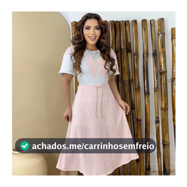 Conjunto Feminino Saia Midi Evasê Listrada E Blusa Com Laço Moda Evangélica Elegante