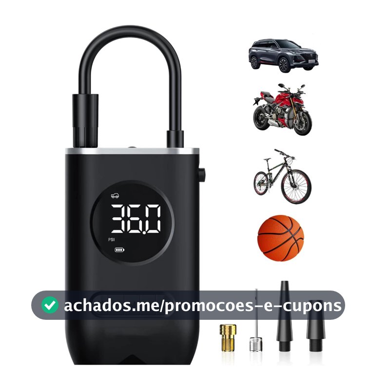 Mini Compressor de Ar Portatil Recarregavél Digital USB Calibrador Pneu Envio Imediato
