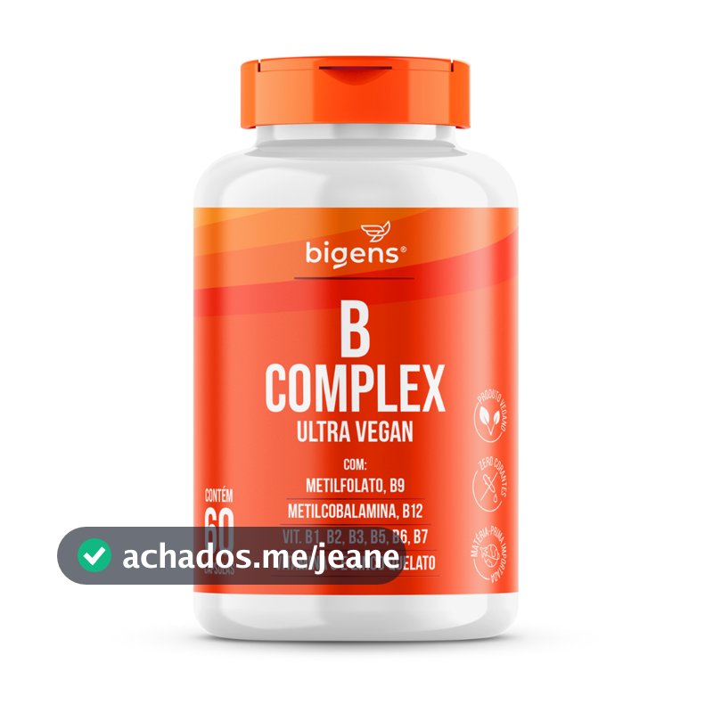 Complexo B Vegano, Apenas 1 Cápsula Ao Dia, Total 60 Cápsulas, Até 500% Idr, Bigens