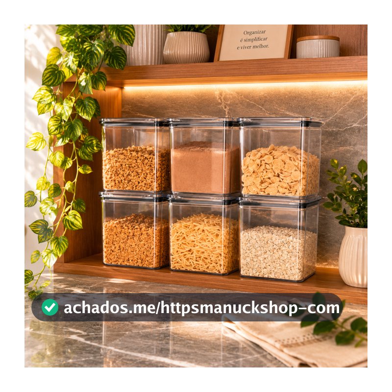 Kit 6 Potes Hermético 1,1 Litro Armazenar Alimento Organizar