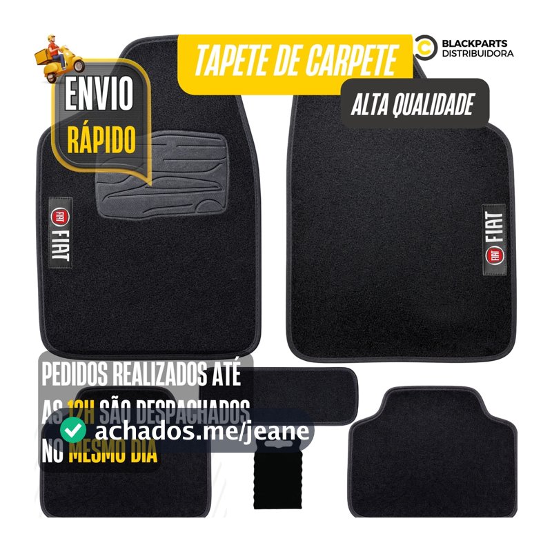 Jogo Tapete De Carpete Personalizado Fiat Luxo Preto