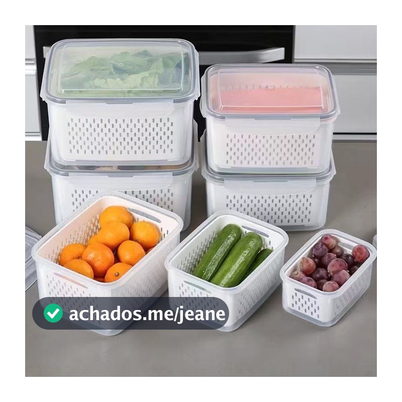 Kit6 Recipientes para separar e conservar frutas e verduras, próprios para geladeira e micro-ondas.