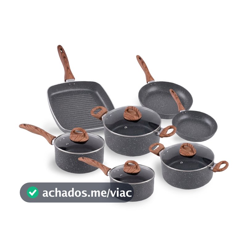 Jogo de Panelas Brinox Smart Plus 7 Peças Indução Granito - Antiaderente