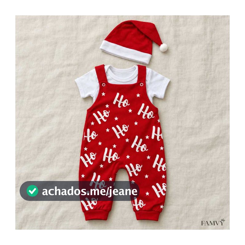 Jardineira Bebê Natal Temático Mesversário Menino Body Natalino