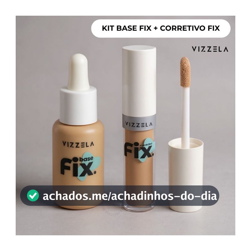 Kit Vizzela Base Fix e Corretivo Fix Resistente à Água
