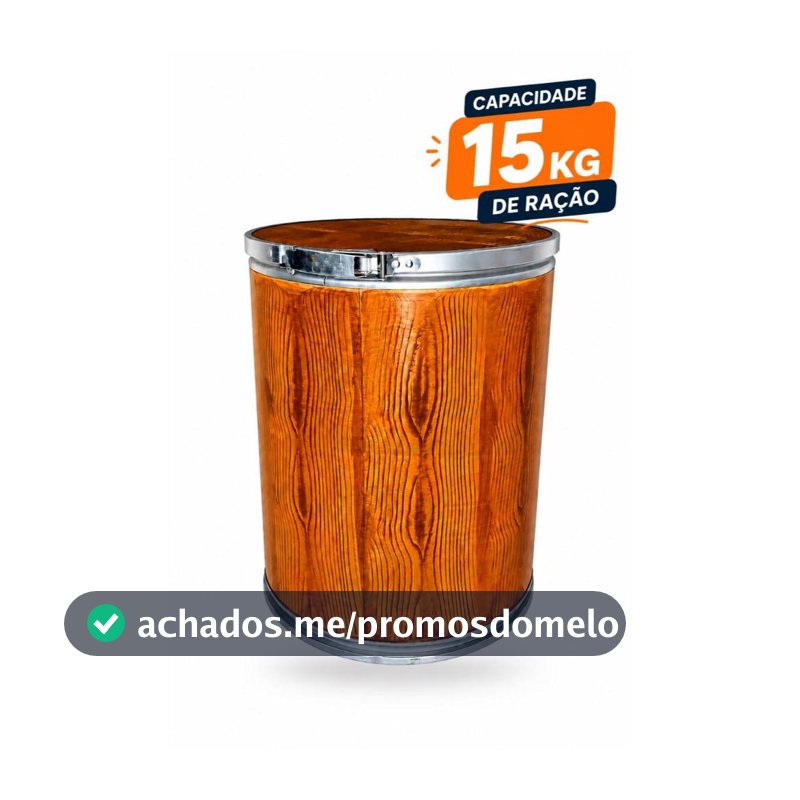 Porta Ração 15 Kg Marrom tambor Travas Armazenamento Brinquedos cilindro Barrica