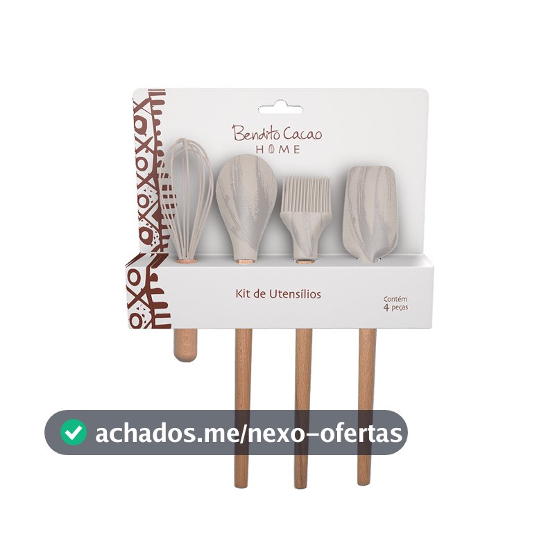 Kit Utensílios Bendito Cacao Home 4 peças Off White Verde Terracota Cacau Show LANÇAMENTO