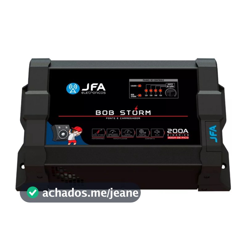 Fonte Automotiva Bob Storm 200A Bivolt Carregador Bateria 12V 15V Som Automotivo Alta Potência