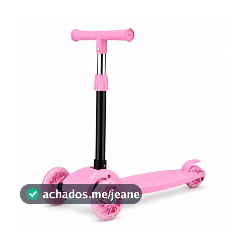 Patinete Infantil 3 Rodas Dobrável Guidão Ajustável 3+ Anos - Rosa
