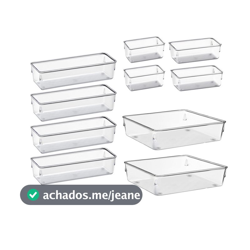 Kit 10 Organizador Multiuso Modular Gavetas Acrilico Cristal Rebirth