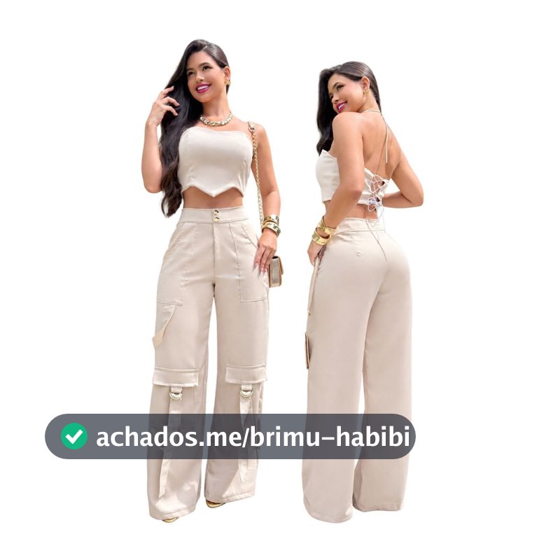 Conjunto, Calça cargo pantalona + CORSET Alfaiataria premium PP ao XGG