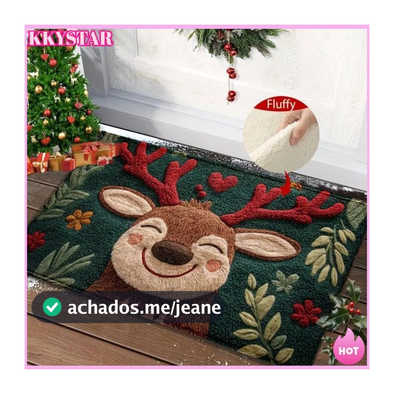 Tapete Porta Boucle Natalino 60x40 Decorativo Enfeite Natal
