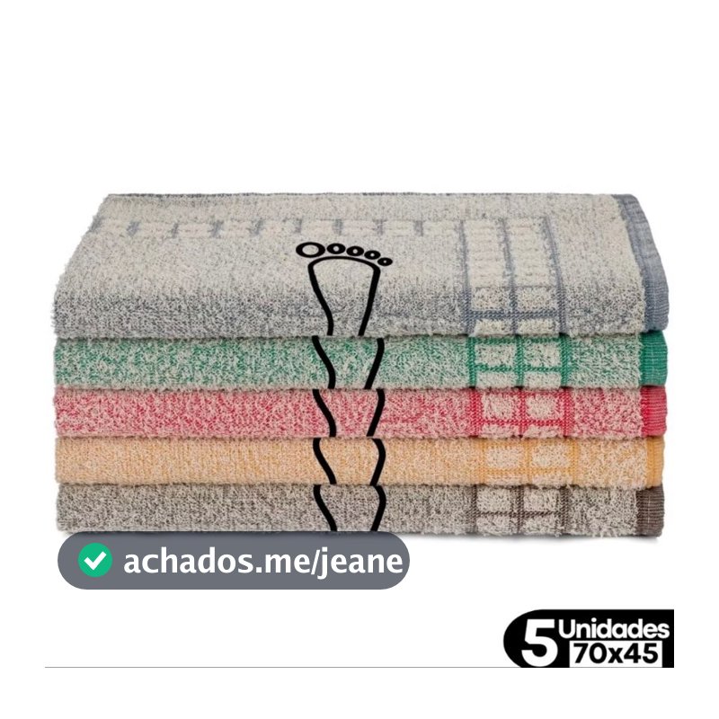 Kit 5 Toalhas de Piso Atoalhado Com Estampa Pezinho Tapete De Banheiro