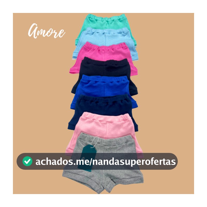 3 Shorts Bebê Sortido  - Suedine 100% Algodão