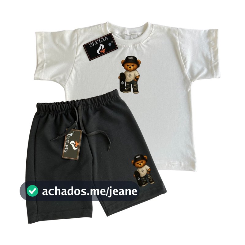 kit Camiseta E Bermuda Masculina infantil Confortavel Estiloso Fotos Reais