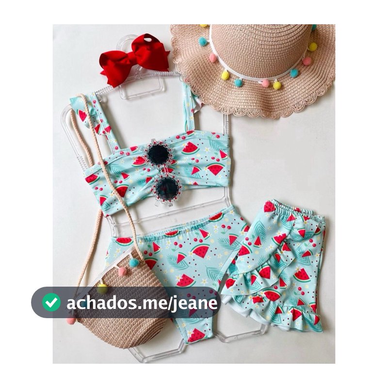 Biquini infantil 3 peças estampado