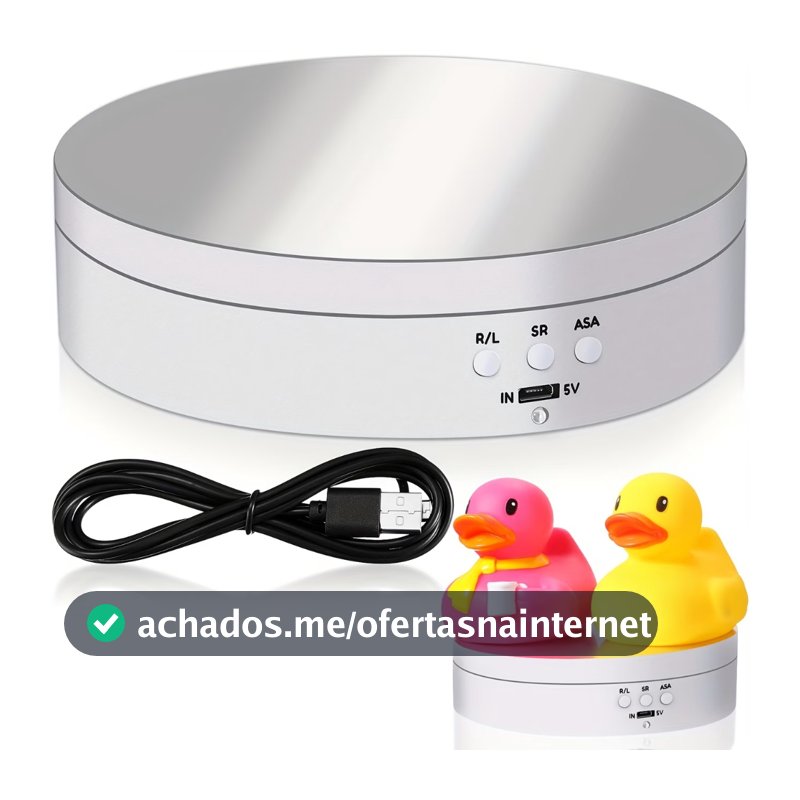 Suporte Expositor Giratorio Eletrico Para Vitrine Produtos E Foto Branco