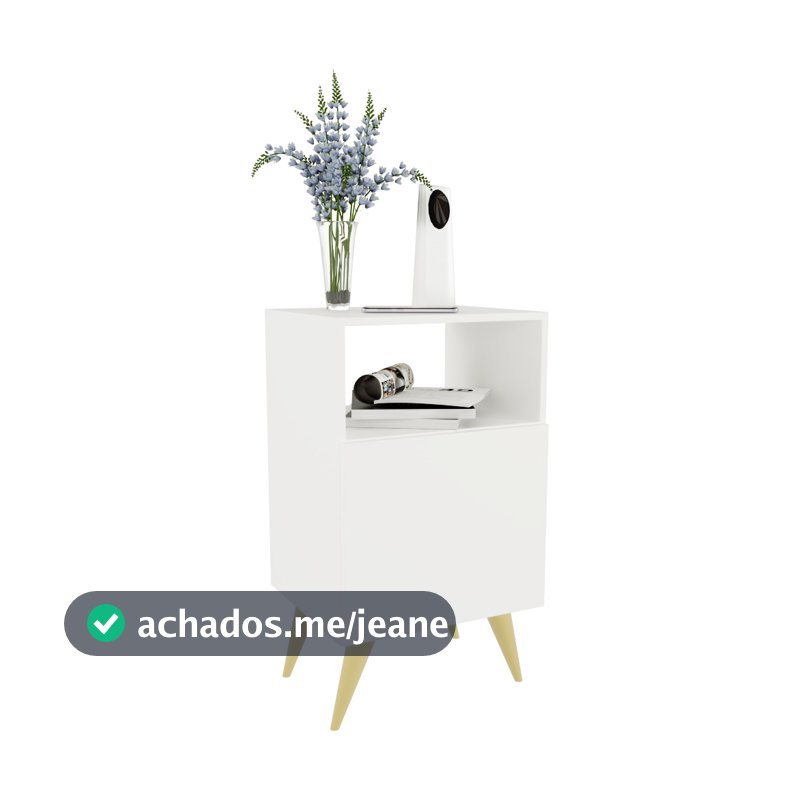 Mesa de Cabeceira Com Porta Nicho Quarto Casal Decoração Retro Rapallo