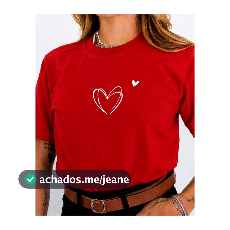 Camiseta Feminina Algodão Coração Minimalista Blusa Feminina Casual Moda Feminina do P ao GG