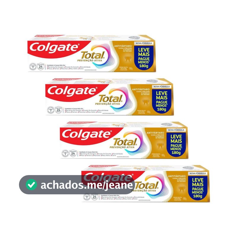 Kit 4 Creme Dental Colgate Total Anti Tártaro 180g