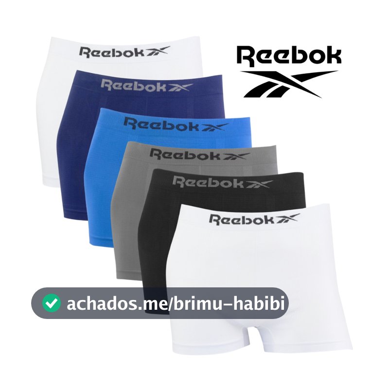 Kit 6 Cuecas Boxer Reebok Masculina Original Lisa Microfibra