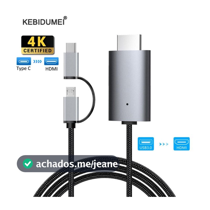 LD39 Adaptador HDMI 2 Em 1 USB-C Micro Para Conversor De Vídeo 4K Com PD 3.0 HIFI Pro