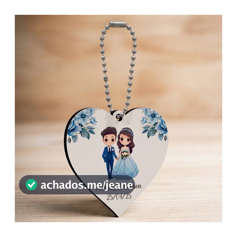 Chaveiro Personalizado Lembrancinha Casamento Noivado MDF Kit Com Nome