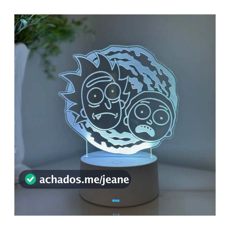 Luminária LED 3D Em Acrílico Abajur Presente Criativo - Luminária LED - Rick and Morty