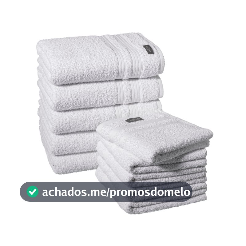 Kit 10 Toalhas 5 Banho e 5 Rosto Modelo Anna - Branca Padrão Hotel Macia Spa Pousadas Airbnb Hostel