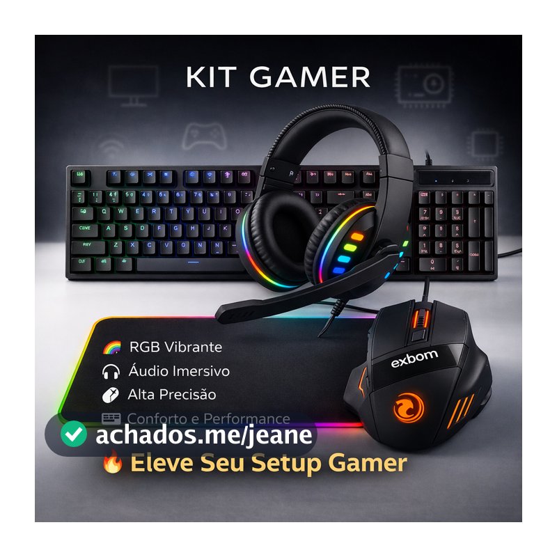 Kit Gamer RGB Teclado Semi Mecanico Mouse RGB Mousepad LED Headphone Fone Gamer Setup PC Completo