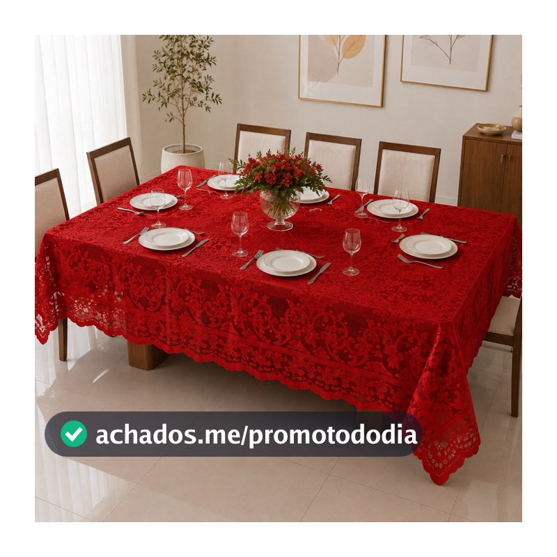 Toalha de Mesa Renda Grossa 2,30m para 6 Cadeiras Decoração Elegante e Sofisticada