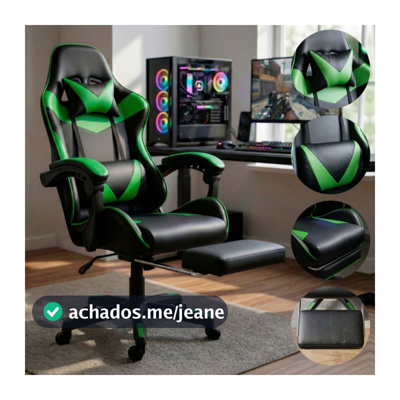 Cadeira Gamer Escritório Ergonômica Reclinável Em Couro Confortável Com Apoio Para Pés