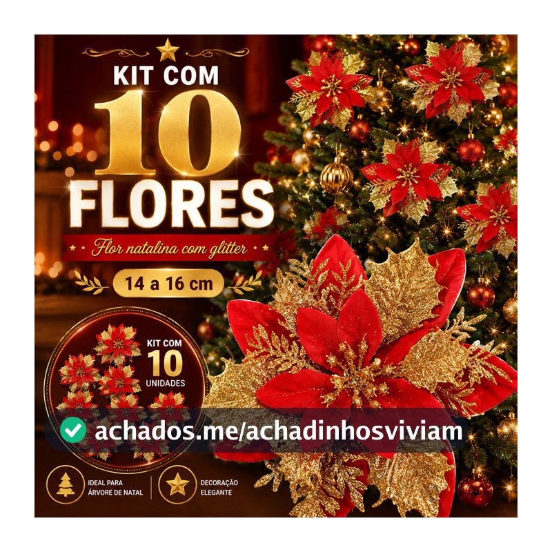 Flores De Natal Premium  Arvore Artificial Decoração Enfeites Para Arvore de Natal Brilhante Luxo Pick Up