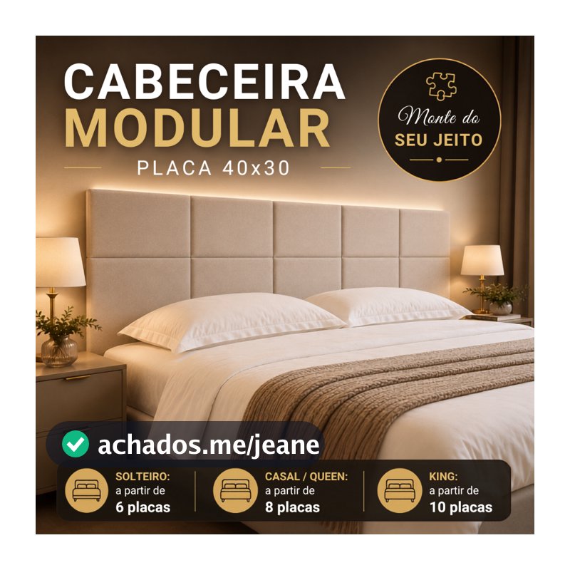 Cabeceira Premium Completa 40x30 - Envio Imediato Cama Box Solteiro Casal Queen King