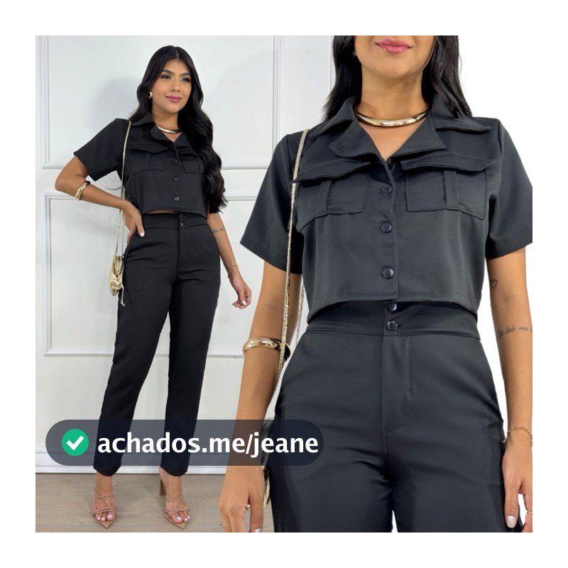 CONJUNTO FEMININO ALFAIATARIA COLETE COM BOTOES