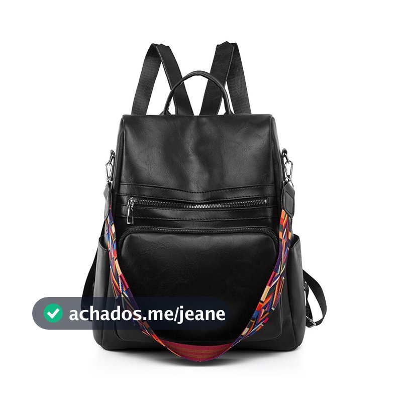 Bolsa mochila feminina moda Anti furto de material PU à prova d'água