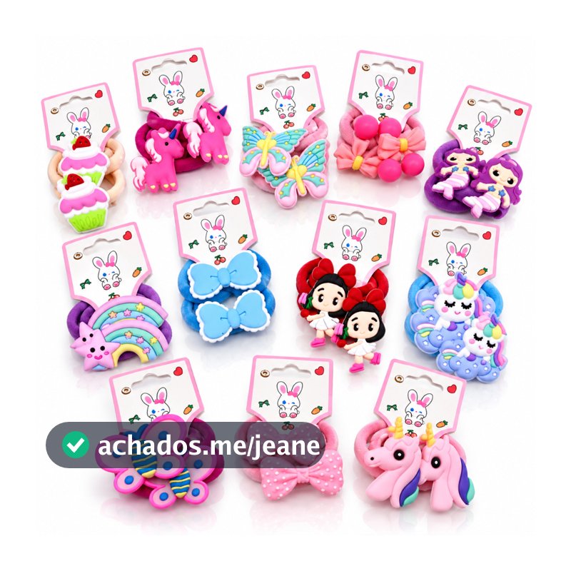 KIT 40 unidades de xuxinhas com Detalhes de Silicone Laço/Coroa/Unicornio/muitos Modelo Aleatorio