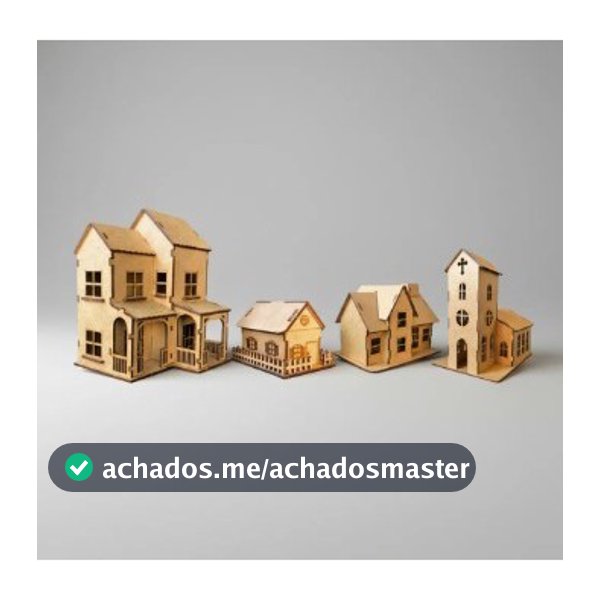 kit 3 casinhas mais igrejinha mini casinhas decorativas para árvore de natal maquete artesanato casinhas para pintura