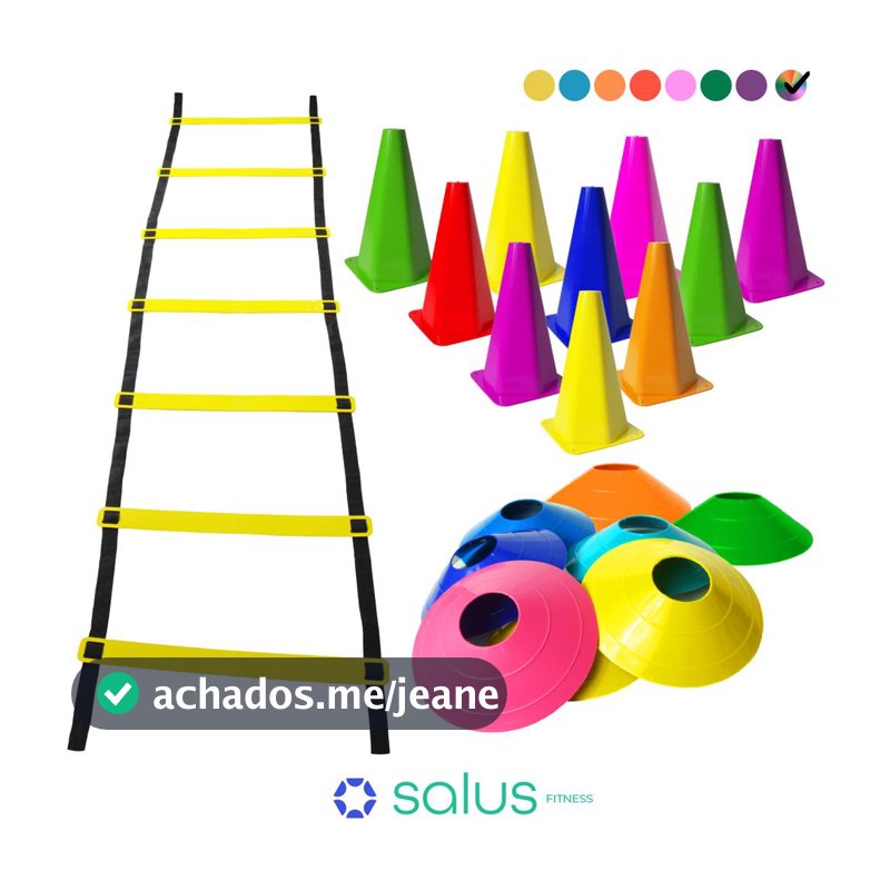 Kit Funcional Agilidade  10 Chapéus + 10 Cones e Escada