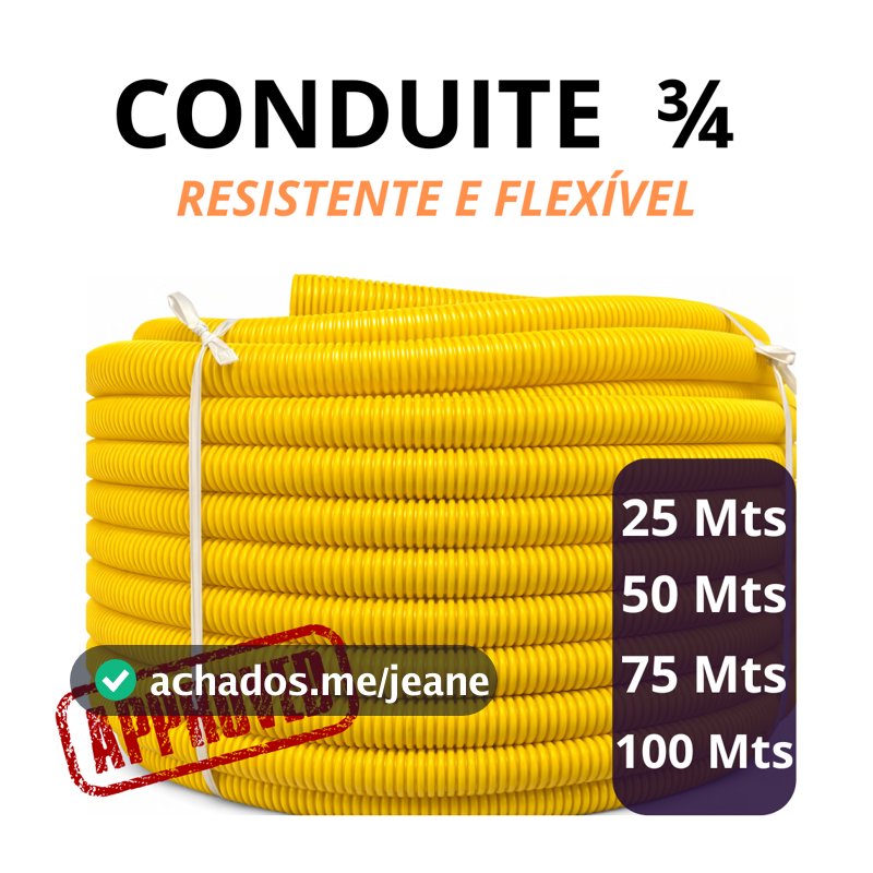 Eletroduto Conduíte 3/4 Corrugado Amarelo – Resistente e Flexível – 25m / 50m / 75m /100m